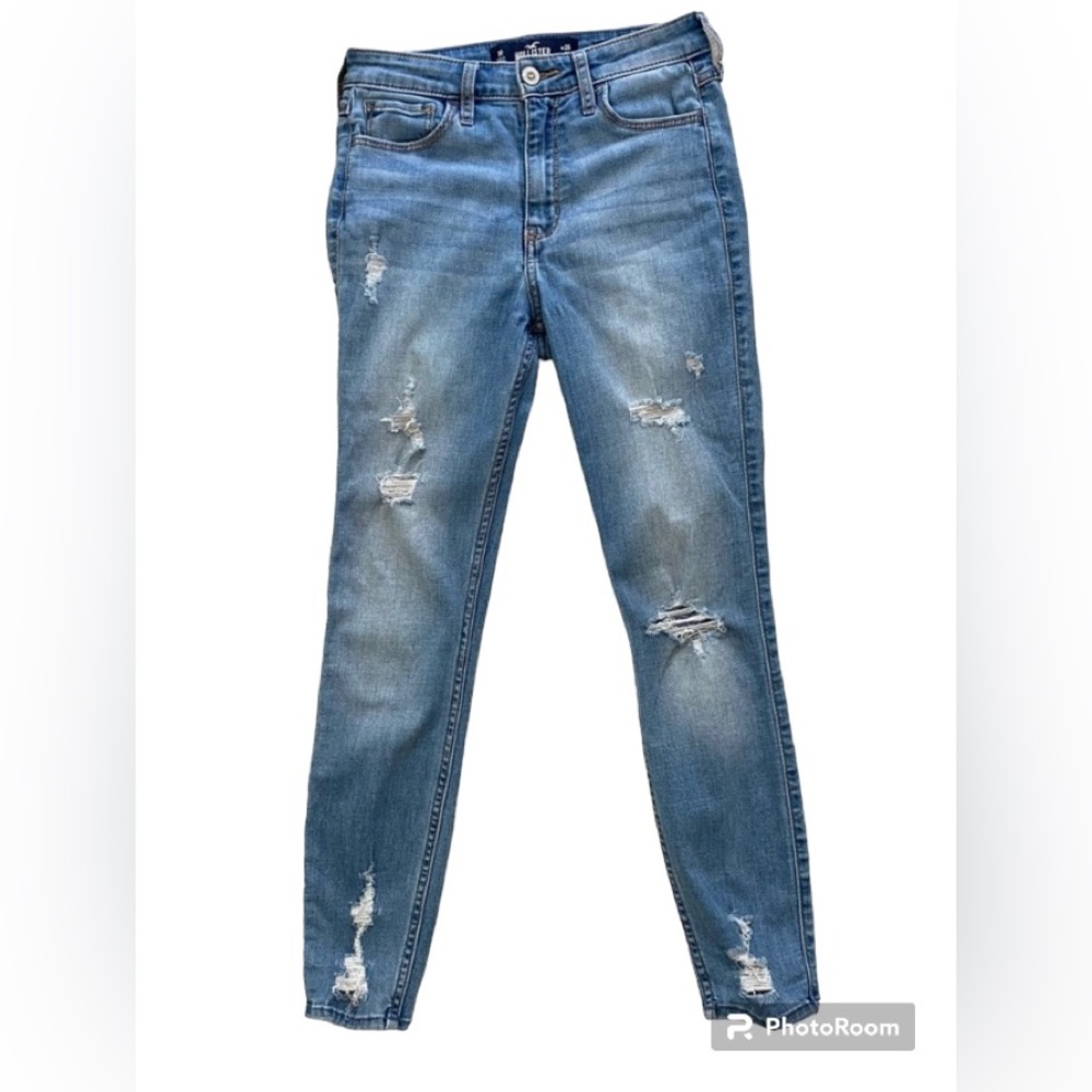 Hollister High-Rise Crop Super Skinny Blue Denim 5 Pocket Jeans Size 1R
